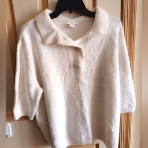White faux fur sweater